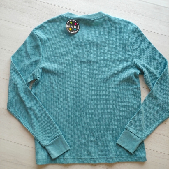 MAUI and Sons NEW Waffle Knit Henley Deep Ocean - Picture 2 of 8